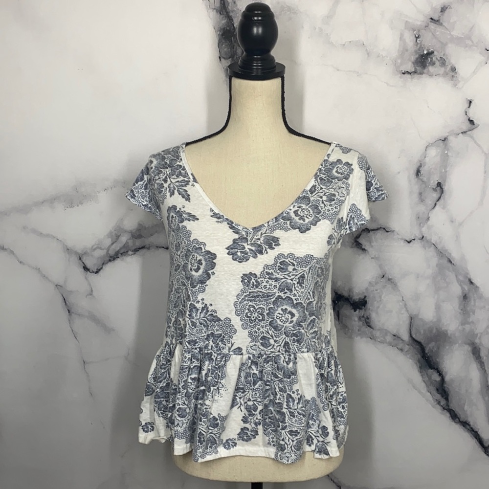 Alya Blue and White Floral Top